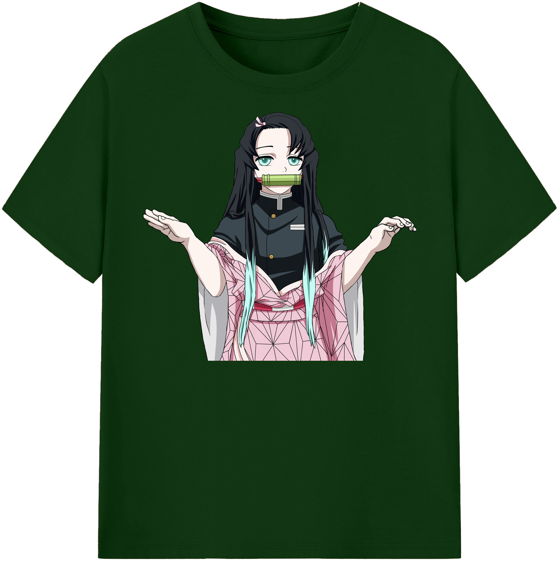 （画像用） 鬼滅の刃（きめつのやいば）竈門 禰󠄀豆子／かまど ねずこ Kamado Nezuko 綿100％半袖Tシャツ（フロントプリント）